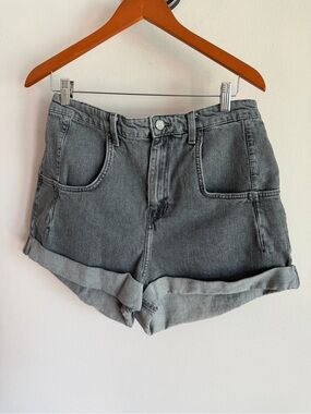 BDG Urban Outfitters High Rise Stretch Roll Hem Denim Shorts Charcoal Grey 31